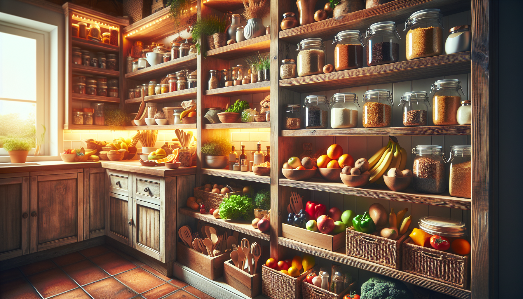 A shopper comparing grocery items and prices in a supermarket aisle.